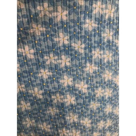 1X Plus Blue Floral Top Blouse Short Sleeve Basic Additions #391 - Picture 4 of 5